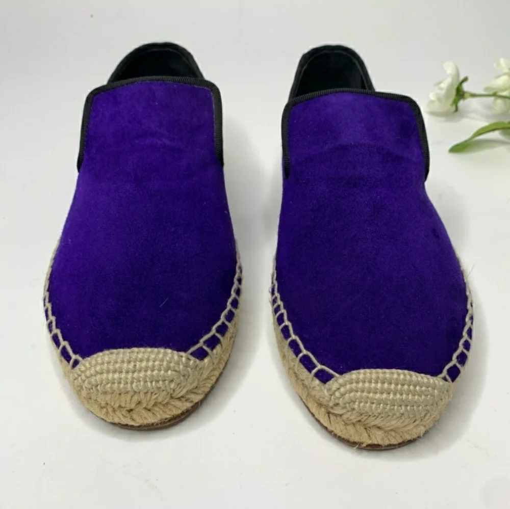 CELINE purple Suede flat Espadrille Slip-On shoes size 5